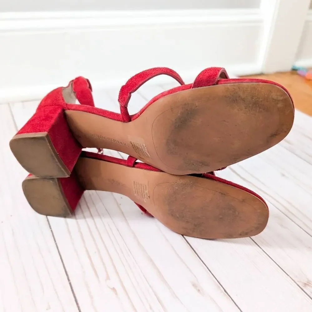 Banana Republic Laser Cut Low Block Heel Suede Sandals - Picture 6 of 6
